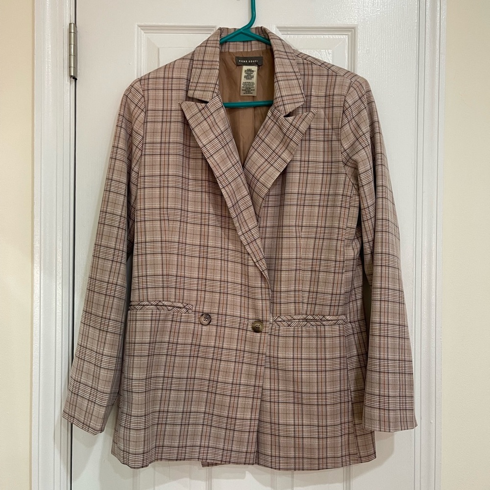 Double Breasted Plaid Blazer